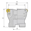 Kép 2/2 - 63mm 4 élű RDMT1204 lapkás marófej - Derek